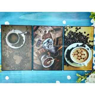 Tranh Tráng Gương khung COMPOZIT 40x60cm x 3 tranh - Ly cà phê 2