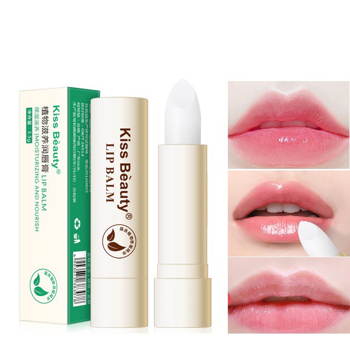 Son Dưỡng Hồng Môi Mềm Mịn Kiss Bèauty Không Màu Chiết Xuất Nha Đam, Trà Xanh