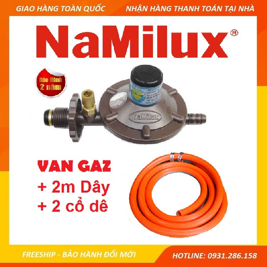 Van điều áp ngắt ga tự động Namilux 337s + 2m dây gaz 3 lớp + 2 cổ dê