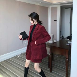 Set bộ vest ulzzang retro thanh lịch chất liệu nhung rằn ri dày dặn 2020 KÈM 2 ẢNH THẬT CUỐI