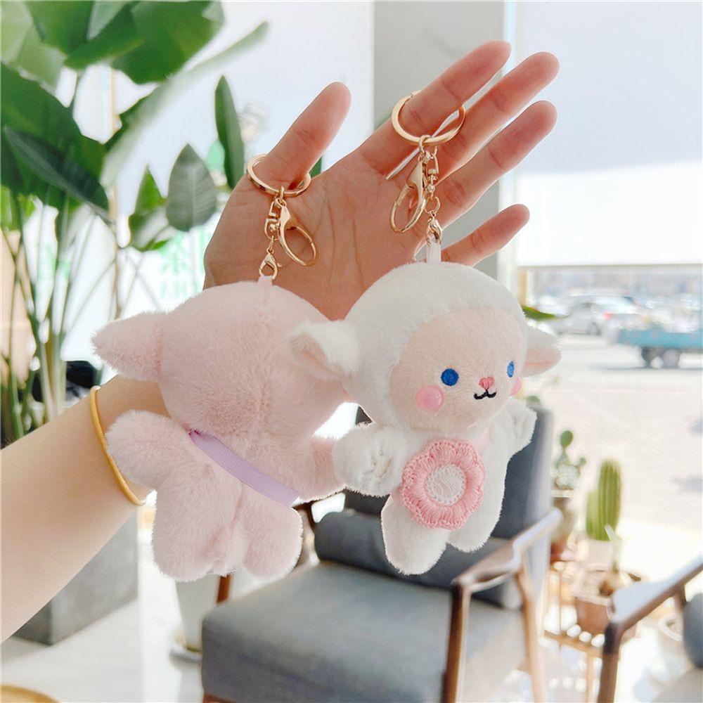 LANFY Móc Khóa Cừu Nhồi Bông Màu Trắng Dễ Thương