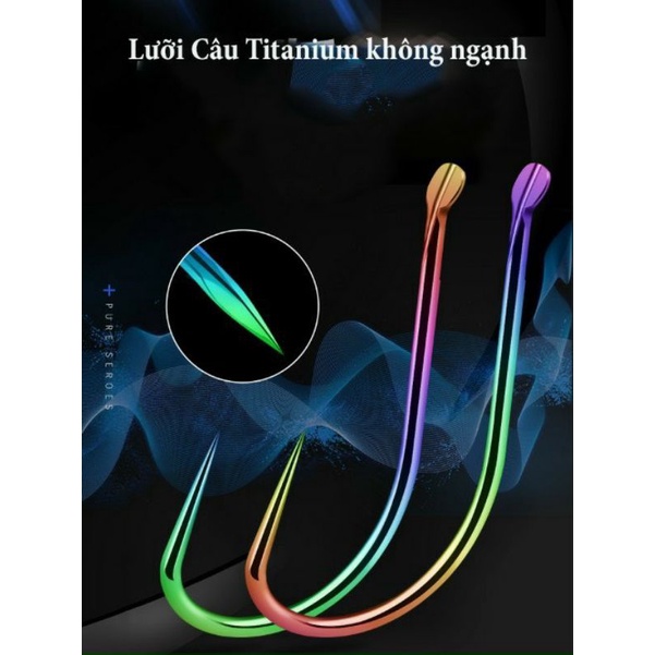 Lưỡi câu cá 7 màu, lưỡi câu titan