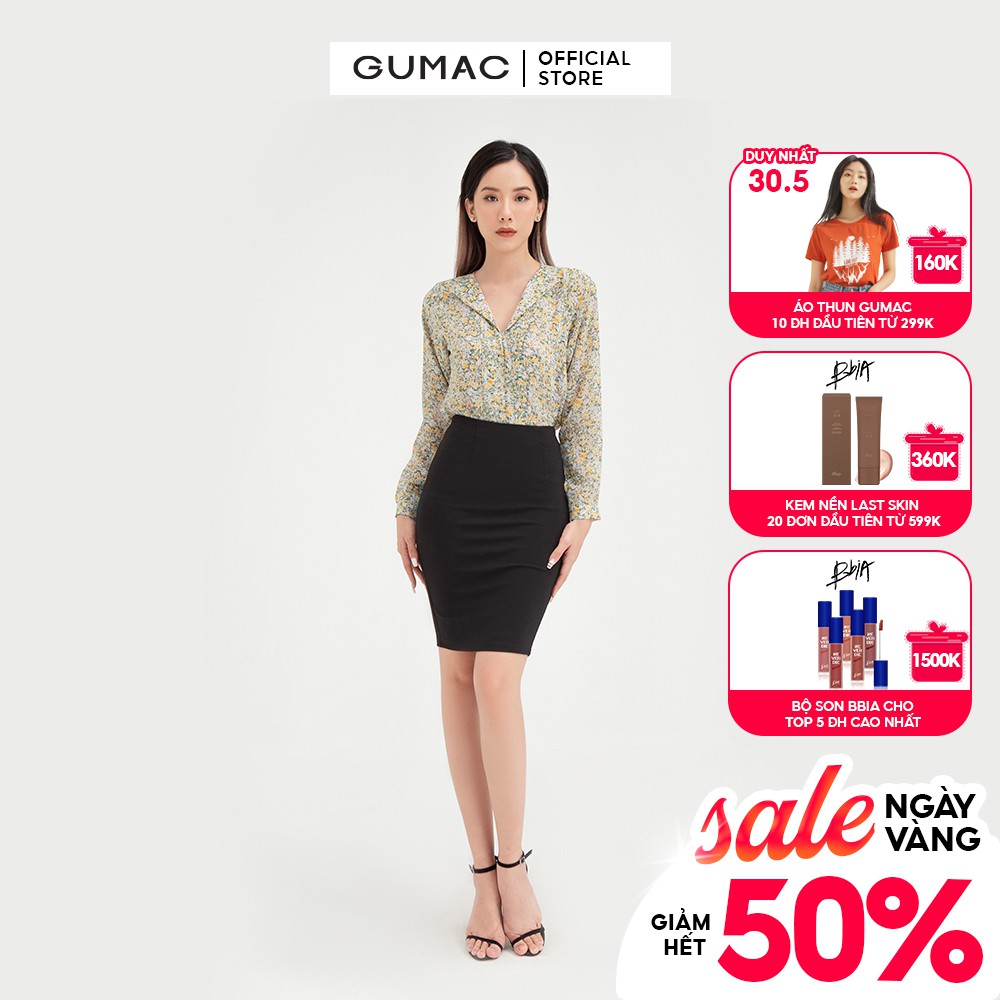 [Mã WABRGU50 giảm 10% đơn 250K] Áo voan nữ hoa cổ lật GUMAC thiết kế sang trọng AB497