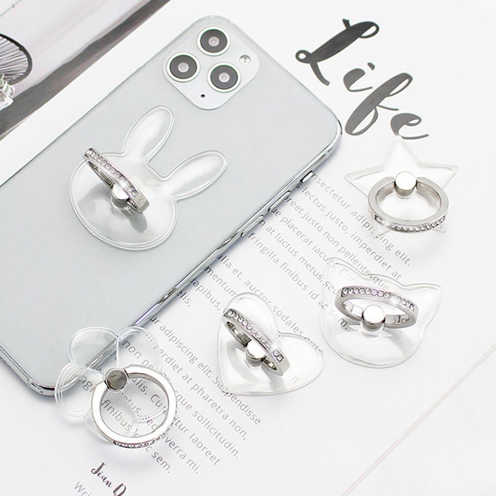 QUINTON Cute Mobile Phone Holder High Quality Phone Ring Stand Transparent Finger Ring Zinc Alloy Universal Rotatable Anti-fall Ring Buckle Phone Desktop Bracket Acrylic Car Phone Mount Stand