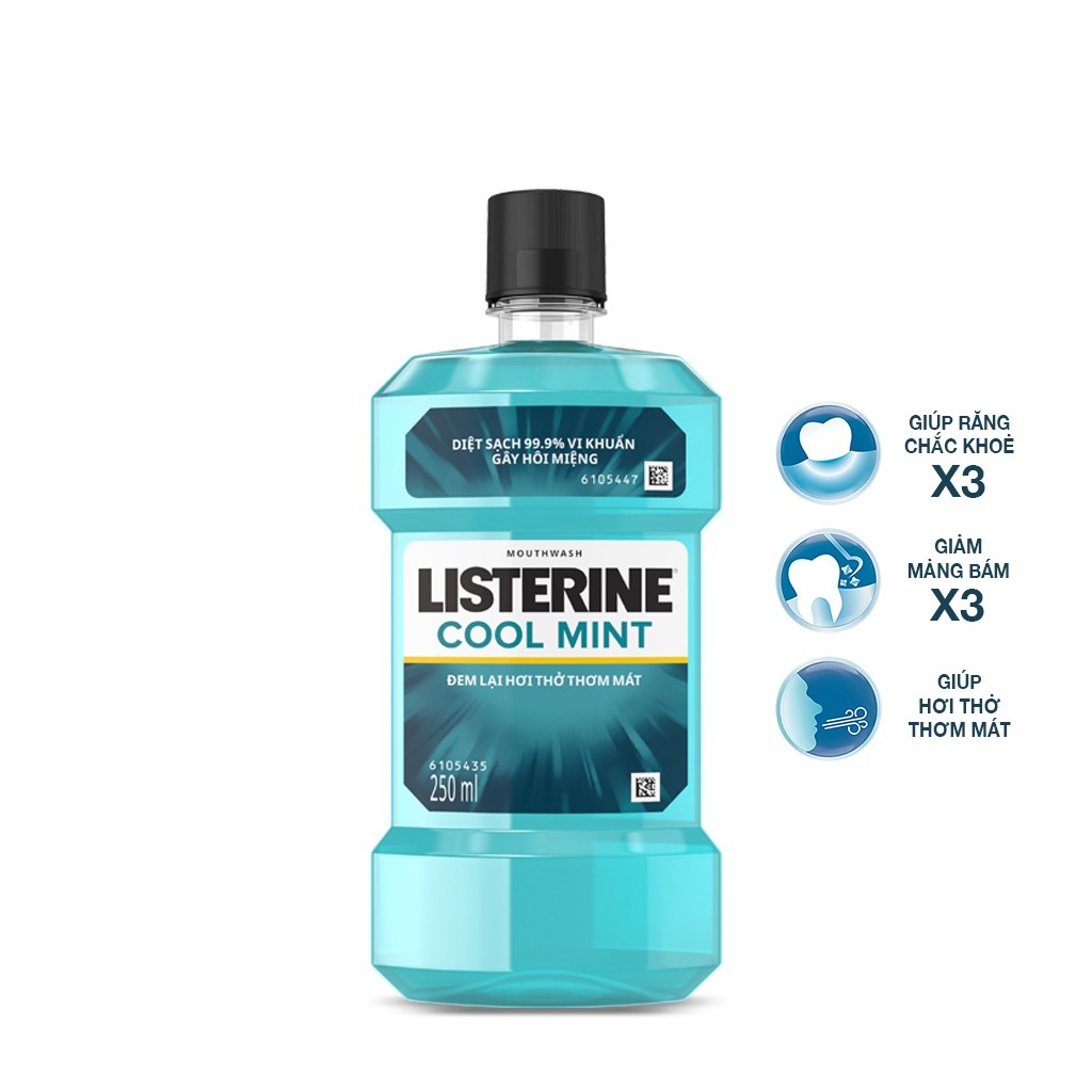 Nước súc miệng hơi thở thơm mát Listerine Cool Mint 250ml