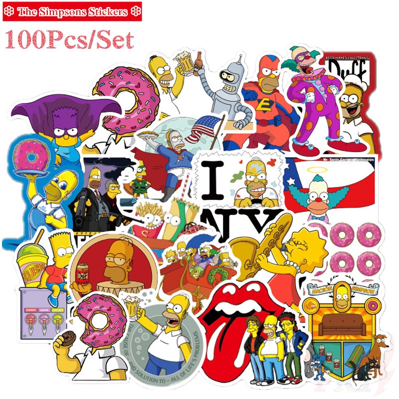 100Pcs/Set ❉ The Simpsons - Series A Giấy và decal dán tường ❉ Cartoon TV Show Mixed Laptop Skateboard Doodle Stickers