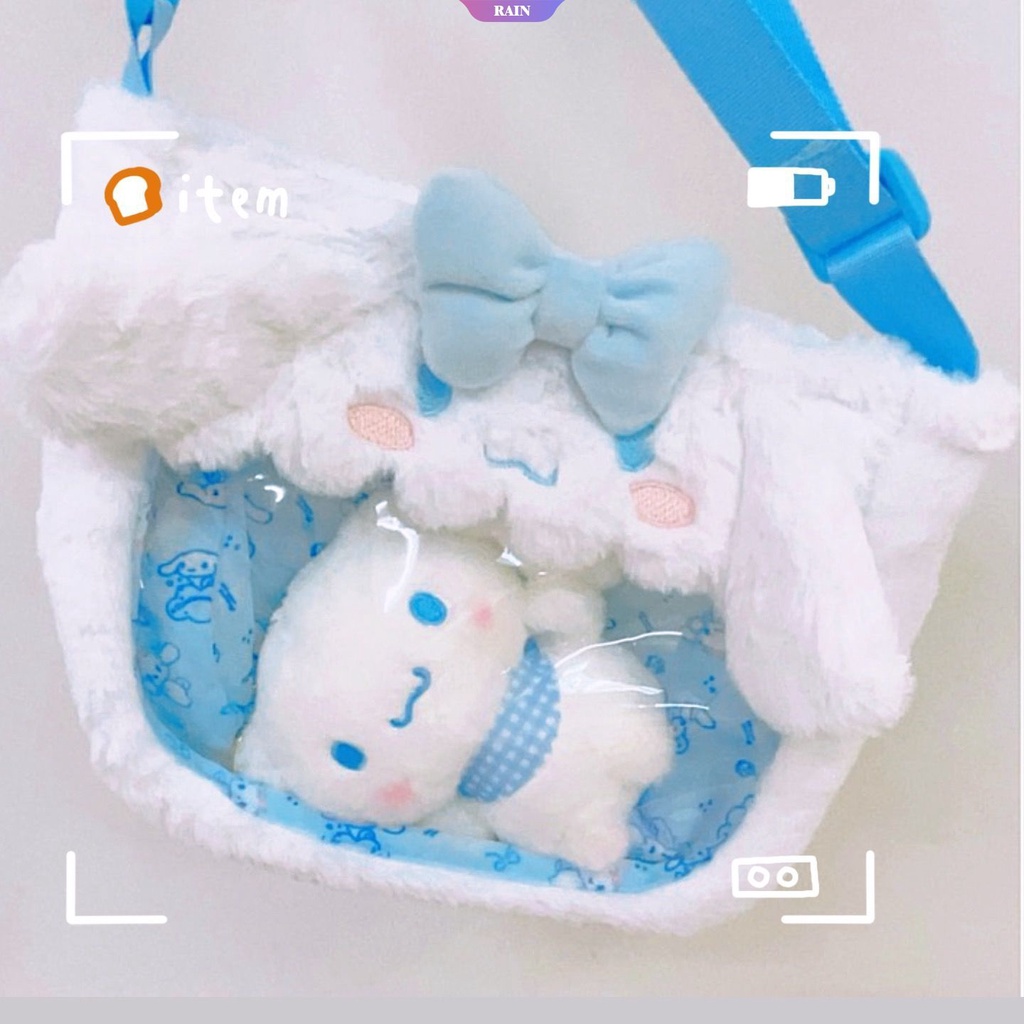 SANRIO Túi Đeo Chéo Hình Kuromi Cinnamoroll My Melody Hoạt Hình Bằng PVC Kèm Búp Bê Nhồi Bông Đáng Yêu Cho Bé