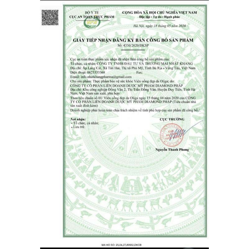 Viên uống dưỡng da OLIGA ( hộp 30 viên). | Thế Giới Skin Care