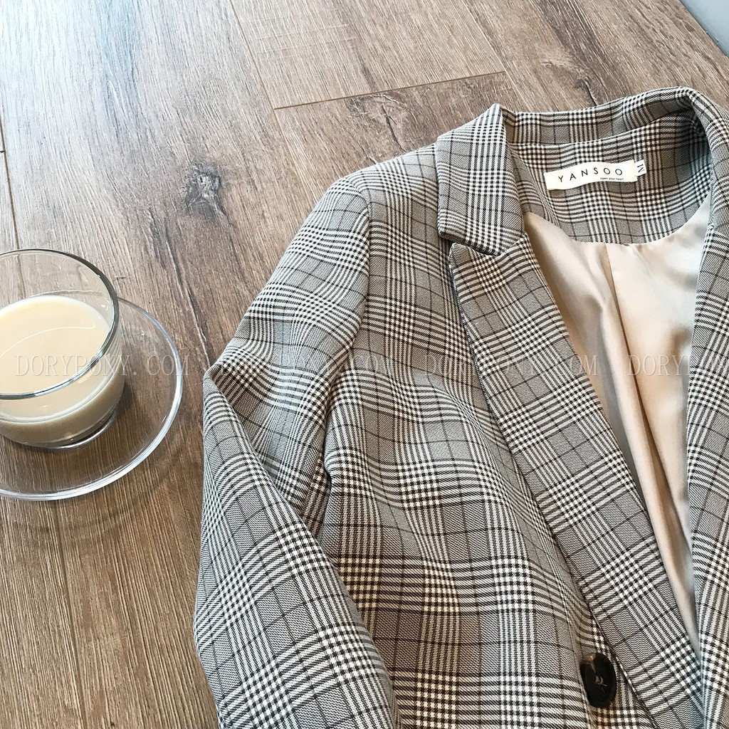 CAO CẤP 2 LỚP - [DORYPONY] Áo Khoác BLAZER KẺ SỌC YANSOO RETRO COAT – AK037 (Nhập CHUẨN CÔNG TY)