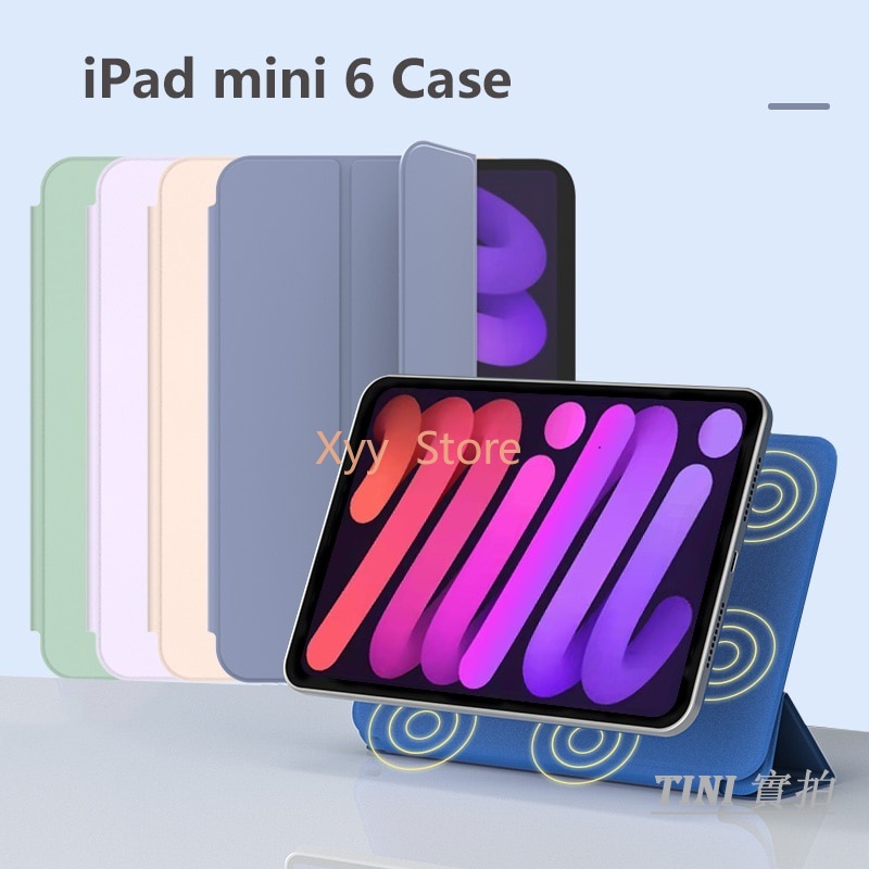 Dành Cho Mini 6 8.3 Inch Ốp Lưng 2021 Từ Tính Lật Mỏng Smart Cover iPad Mini 6 Ốp Lưng Bao Da PU Đứn