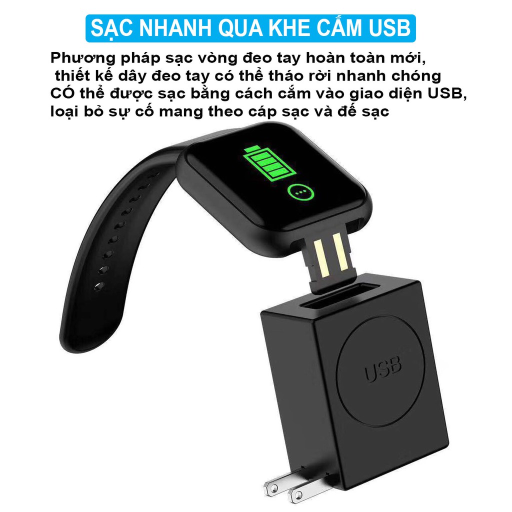 Đồng hồ đeo tay thông minh Y68 đo nhịp tim huyết áp đồng hồ điện tử thể thao kết nối Bluetooth điện thoại dây đeosilicon