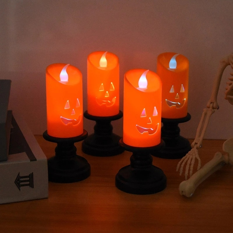 (Meteorite) Đèn LED Hình Quả Bí Ngô / Đầu Lâu / Nến Trang Trí Tiệc Halloween