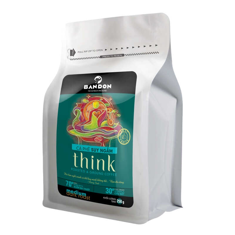 Cà phê phin nguyên chất rang xay mộc sạch BANDON THINK đắng dịu, thơm ngát 30% Arabica Cầu Đất 70% Robusta Buôn Ma Thuột