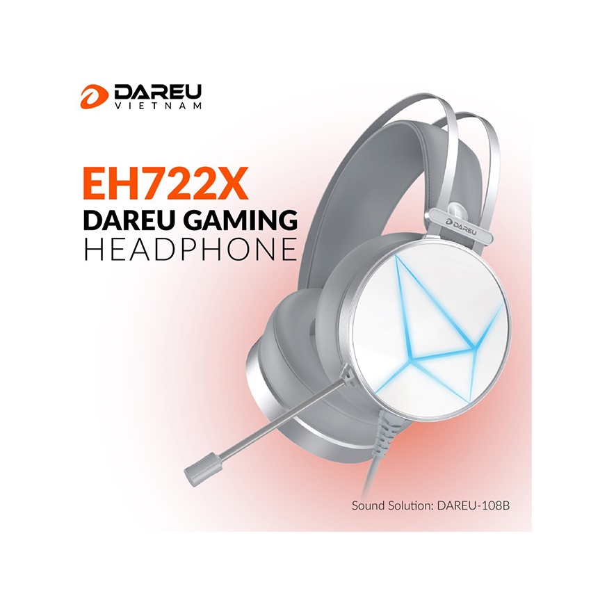 Tai nghe gaming Dareu EH722X USB White/ Hồng thế hệ mới, chất lượng âm thanh tuyệt vời
