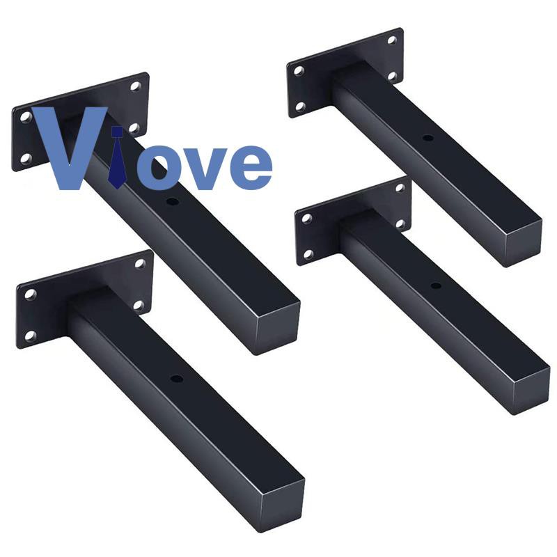 Shelf Brackets 8 Inch Black, Steel Floating Wall Shelf Bracket 4 Pack