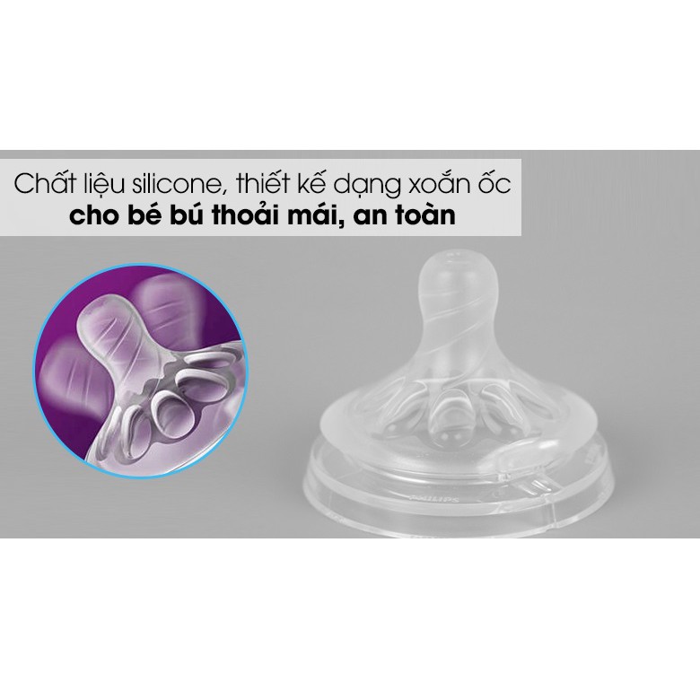 Núm ti silicone Philips Avent Natural cho trẻ sơ sinh (Vỉ 2 núm)