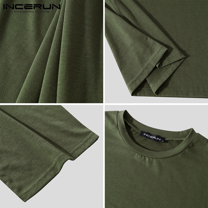 Bộ quần áo INCERUN thiết kế tay ngắn 3 màu đơn giản tùy chọn dành cho nam