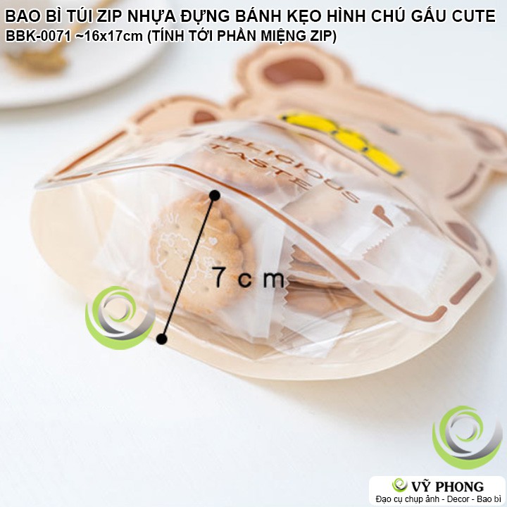 SET 10 BAO BÌ TÚI ZIP NHỰA ĐỰNG BÁNH KẸO HÌNH CHÚ GẤU CARTOON CUTE BBK-0071