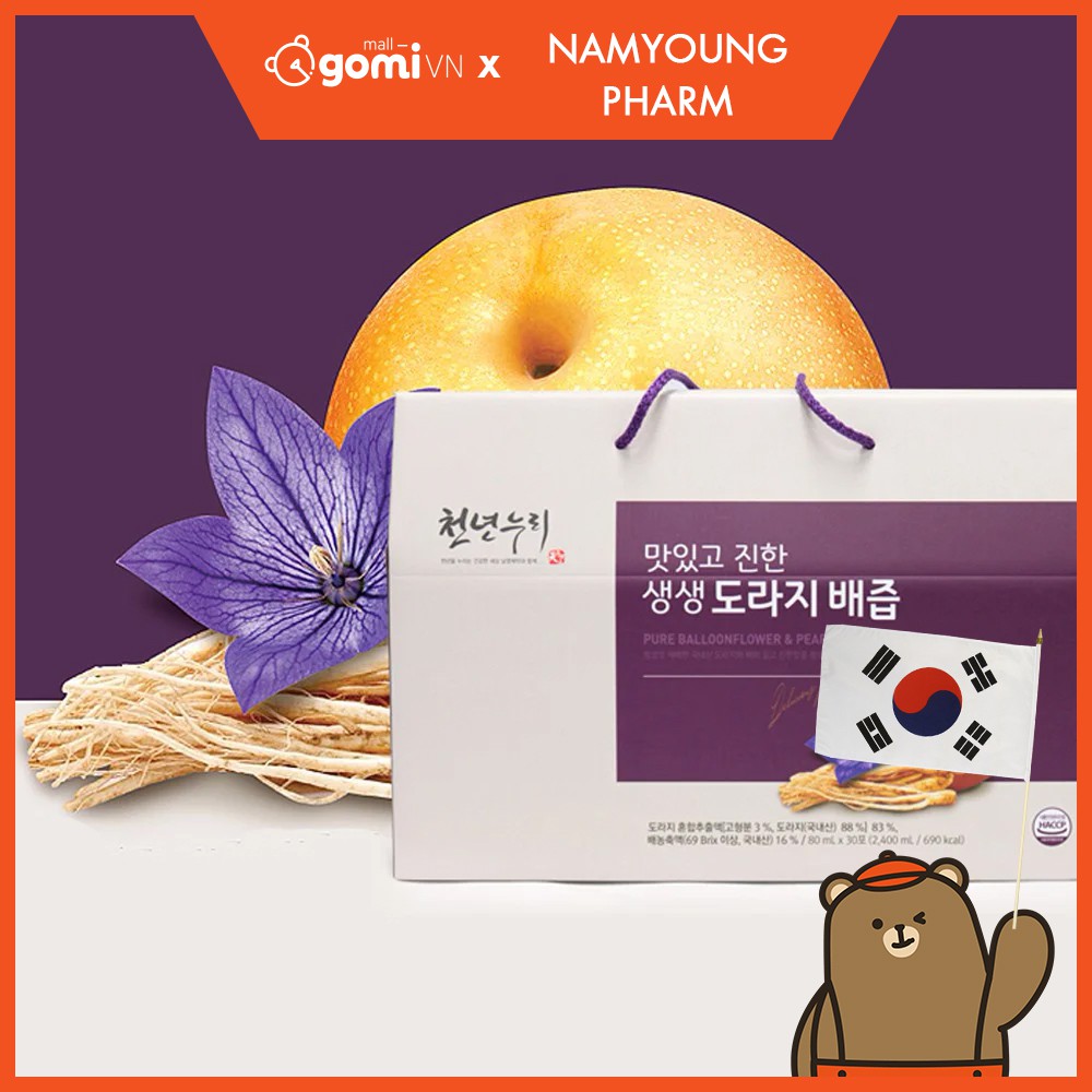 Nước Ép Lê & Rễ Cát Cánh Hàn Quốc NAMYOUNG PHARM Fresh Balloon Flower Flower Pear Juice Gomi Mall