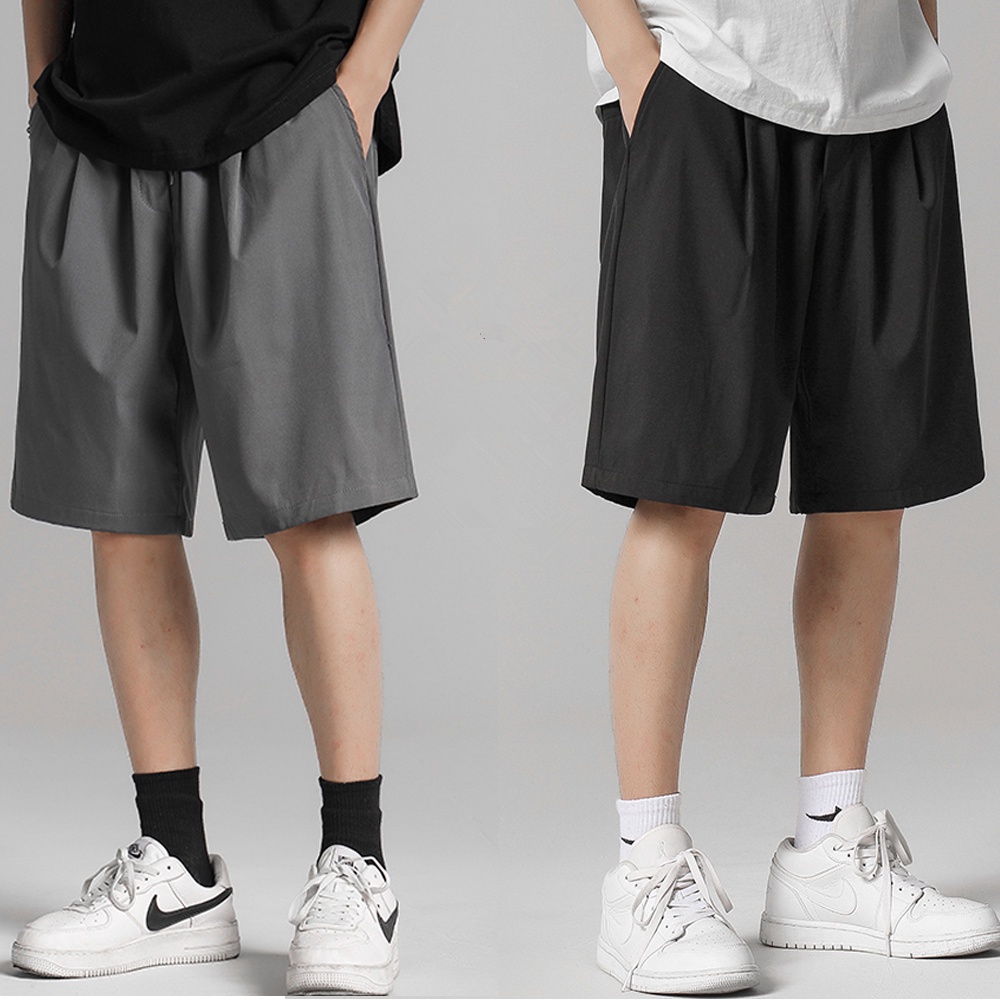 Quần Short Vải Lụa Băng Dáng Rộng Cỡ Lớn Kiểu Hàn Quốc Thời Trang Hè Cho Nam