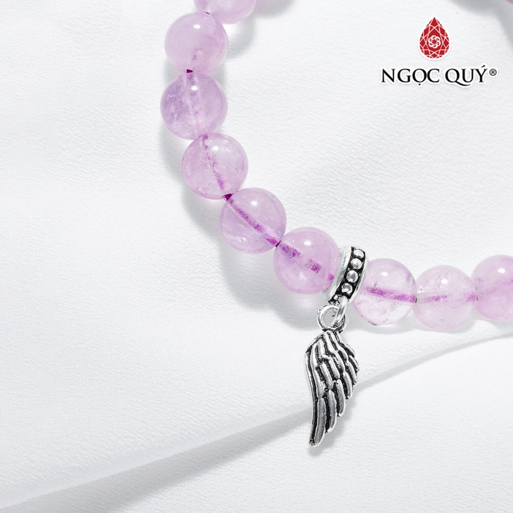 Vòng TA tím ngọc phối charm cánh bạc - Ngọc Quý