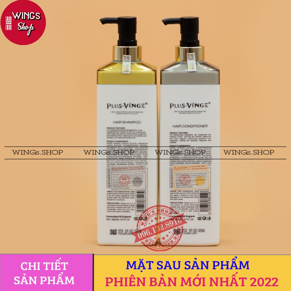 Cặp Dầu Gội Xả Collagen Vinge 1000ML | Giảm Rụng Tóc, Kích Mọc Tóc, Phục Hồi Tóc Hư Tổn | Hàng Chính Hãng