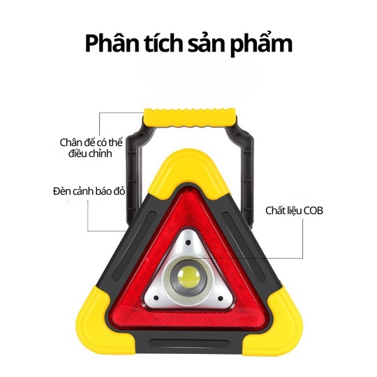 Đèn Led Cảnh Báo Khẩn Cấp Hình Tam Giác 4 Chế Độ Sáng Kiêm Nguồn Điện Dự Phòng Trangdiemxe 4 By-1058