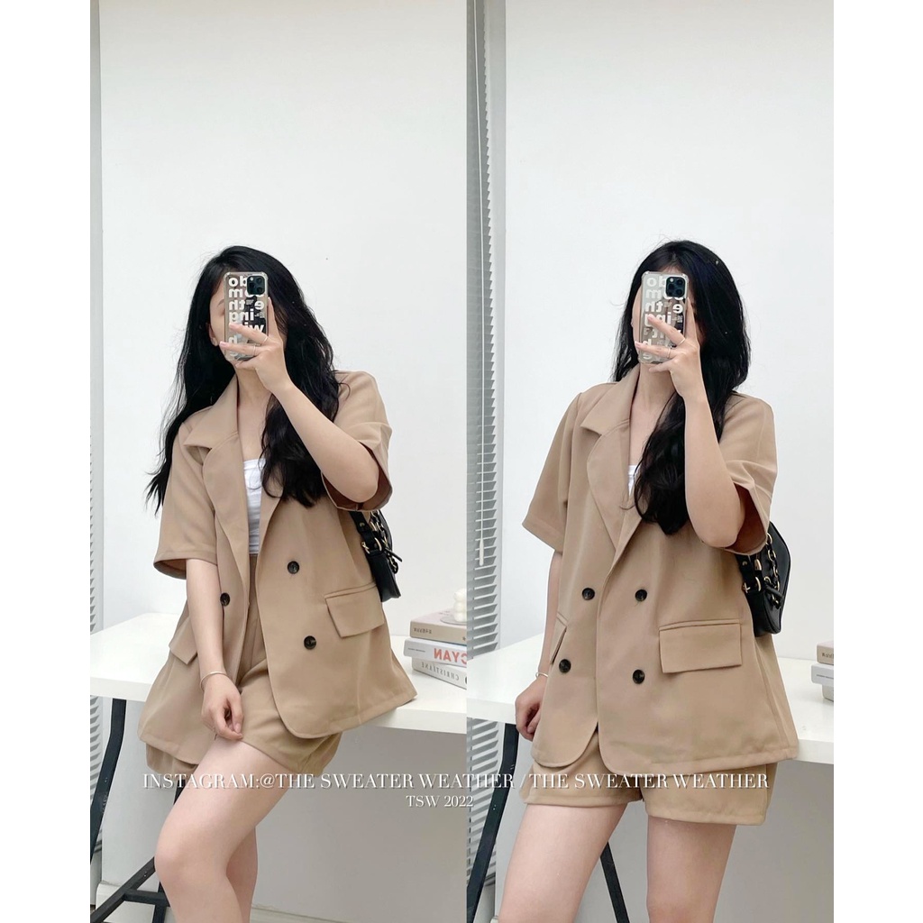 Sét Áo Blazer Cộc Tay Kèm Quần Short Đủ Màu Hottrend | BigBuy360 - bigbuy360.vn