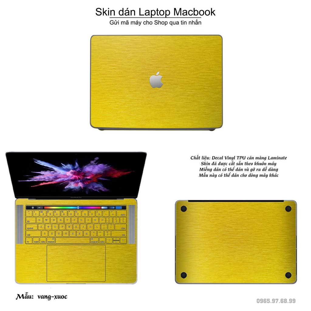 Skin dán Macbook mẫu Aluminum Chrome vàng gold (đã cắt sẵn, inbox mã máy cho shop)