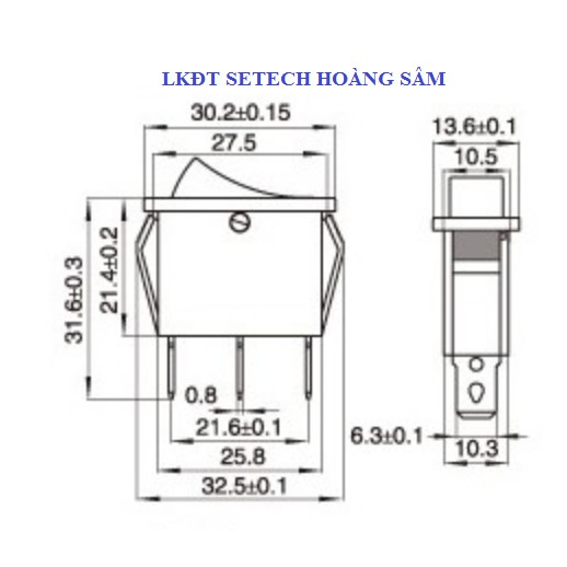 Công tắc bập bênh 2 chế độ(ON-OFF) KCD3-101N 15A-250V có đèn báo đỏ, xanh