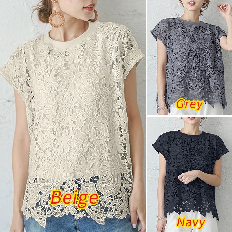 Set áo ren ZANZEA ngắn tay thời trang cho nữ