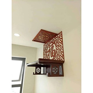 bàn thờ treo tường gỗ sồi nga kích thước 48x69 kèm tấm chắn khói
