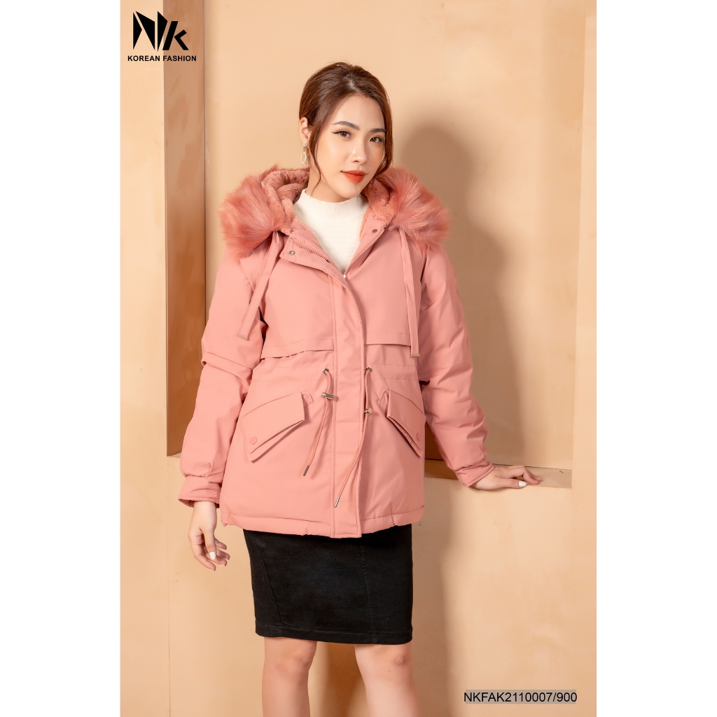 Áo Phao Parka Dáng Ngắn Lông Cừu NK Fashion, Chất Liệu Dày Dặn Mềm Mịn Giữ Nhiệt Tốt NKFAK2110007