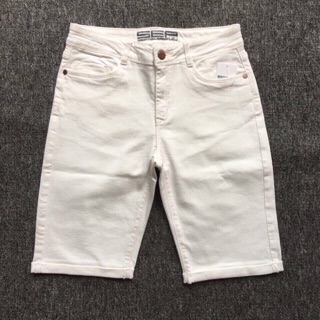 Quần jeans lửng lật lai trắng đen rách và trơn