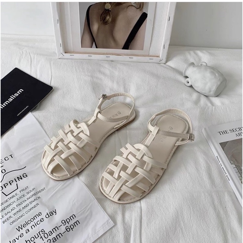 Dép sandals nữ đan dây mua hè hot trend dễ thương ulzzang Hàn Quốc - Yannie Lolita