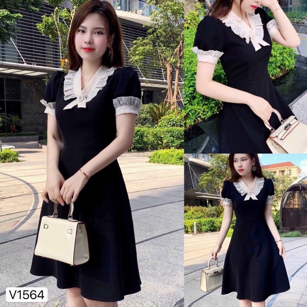 Đầm Suông Phối Viền Bèo Chất Umi Mềm Mại