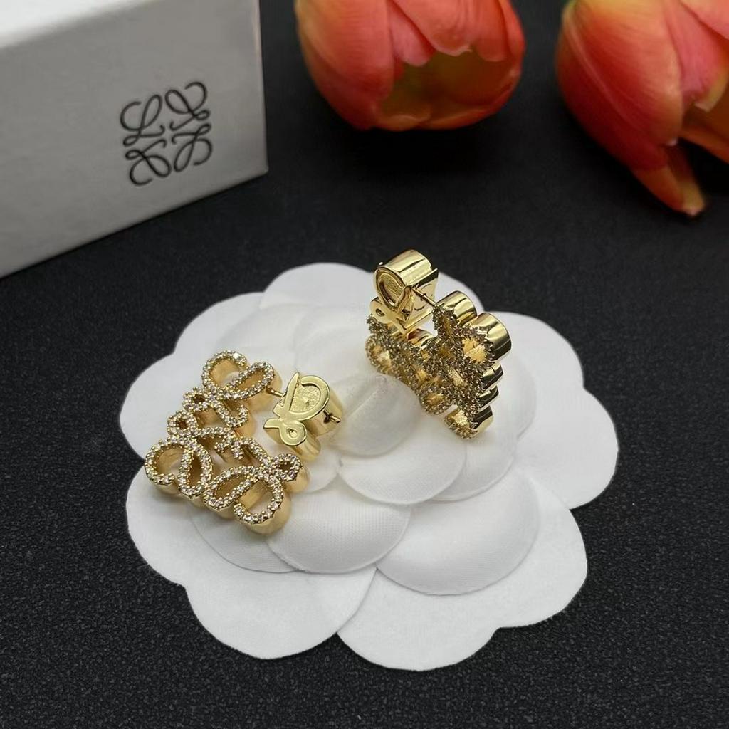 'TOP'L LOGO kim loại rỗng Logo kim cương vàng kim loại vòng đồng mạ vàng với thép in Hàn Quốc 2023 mới tái tạo không phai 925 kim bạc cho phụ nữ bông tai