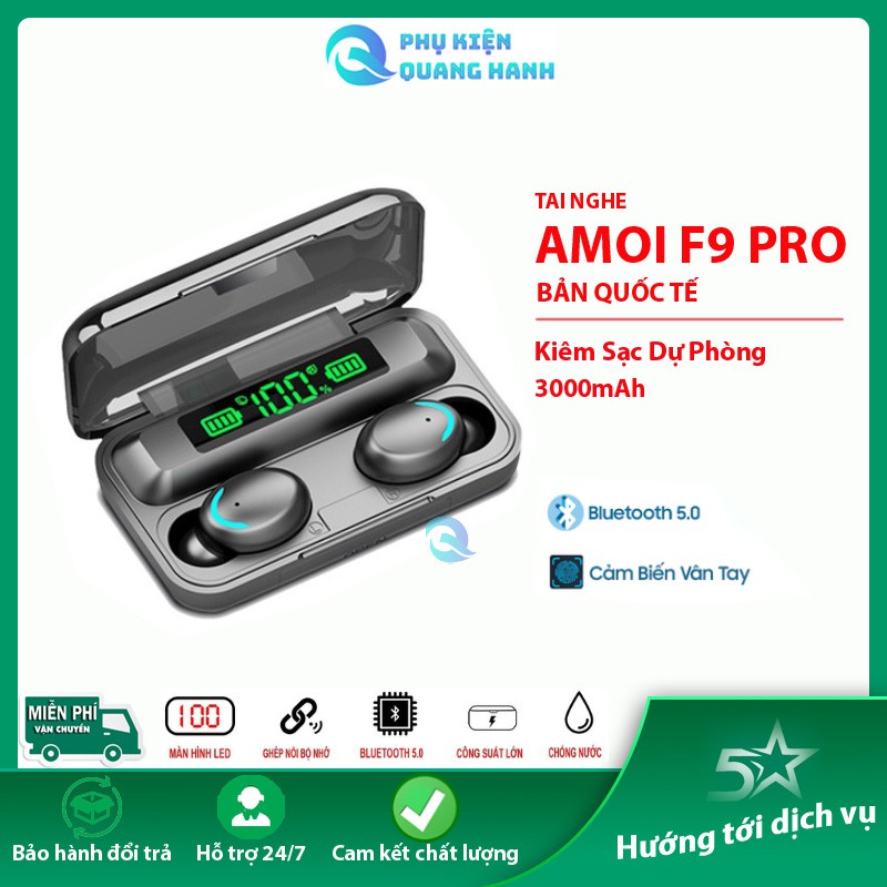 Tai Nghe Bluetooth Amoi F9 Pro Bản Quốc Tế Cao Cấp, Cảm Biến Vân Tay, Sạc Dự Phòng - Amoi F9 Pro