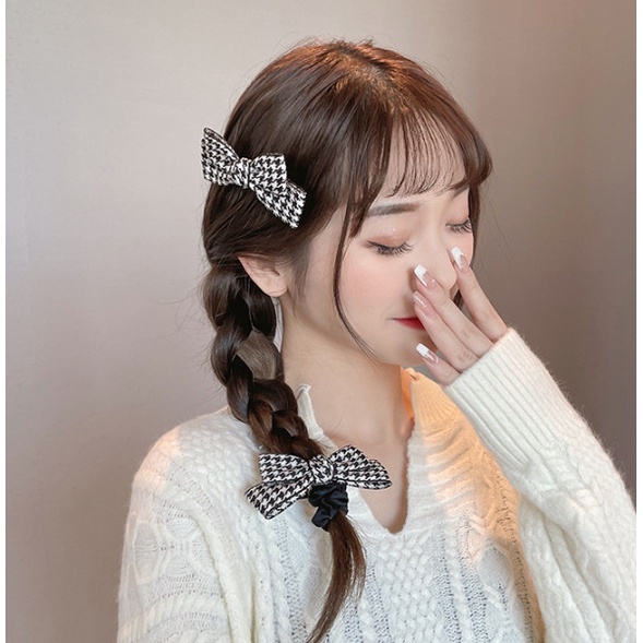 Set Nơ Kẹp Tóc Dây Buộc Tóc Tiệm Thêu Việt Khí Chất Thanh Lịch