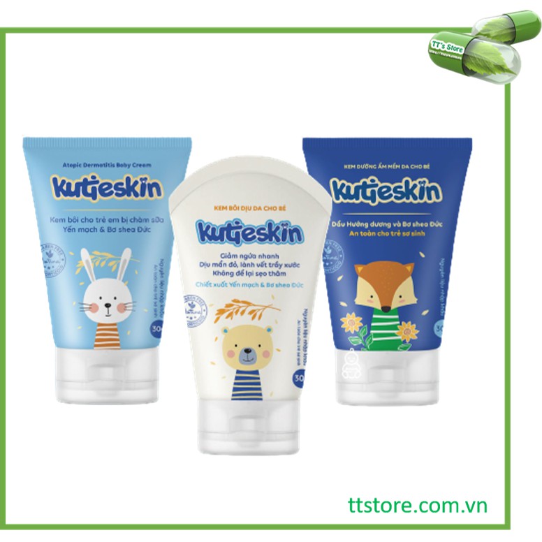 Bộ sản phẩm KUTIESKIN cho bé (dưỡng ẩm/ chàm sữa/ ngứa, hăm) [kutiskin, cutieskin, kutiekin, kem em bé, atoskin]