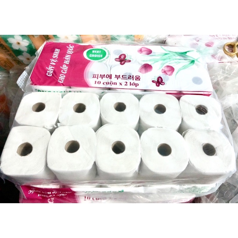 Giấy HÀN QUỐC HỒNG 10 cuộn/ lốc