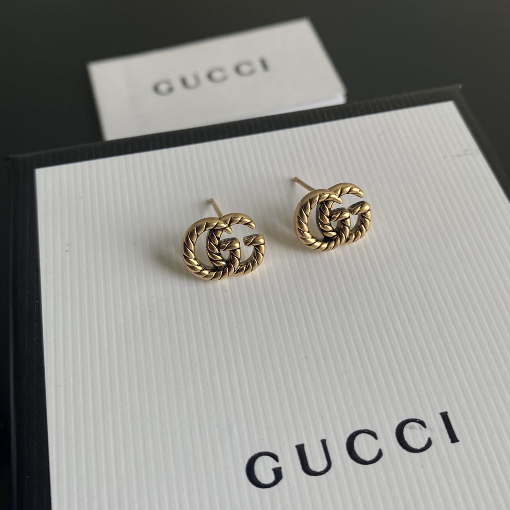 Bông Tai Gucci Bằng Thép Titan Hình Logo GG Đôi Thời Trang Cho Nữ