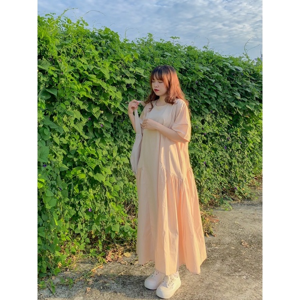 Đầm babydoll rộng màu be 121