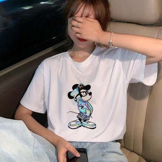 Áo thun tay ngắn in 3D Chuột Mickey xanh đeo kính siêu nét chất siêu ngầu Áo Thun