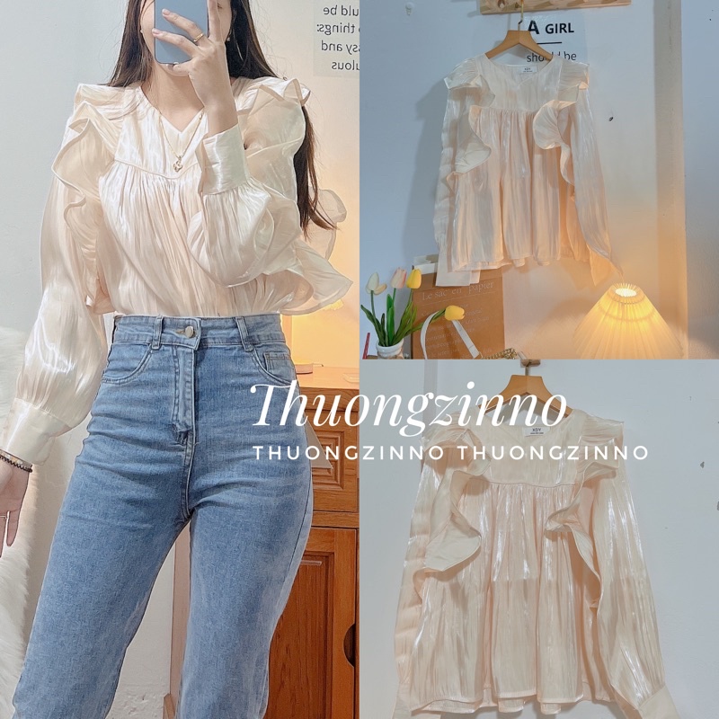 [Ảnh thật/Video]ÁO SƠ MI TƠ VẢI ORGANZA BẮT SÁNG ÁO SƠ MI CÁNH SÓNG ĐIỆU ĐÀ | BigBuy360 - bigbuy360.vn