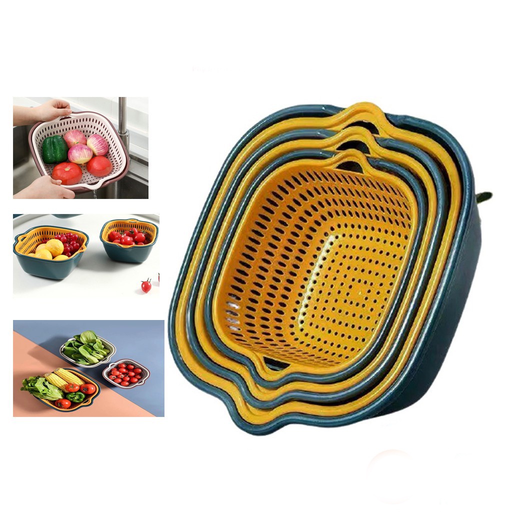 Rổ nhựa 6 món chữ nhật, bộ rổ nhựa đựng trái cây DrbStore