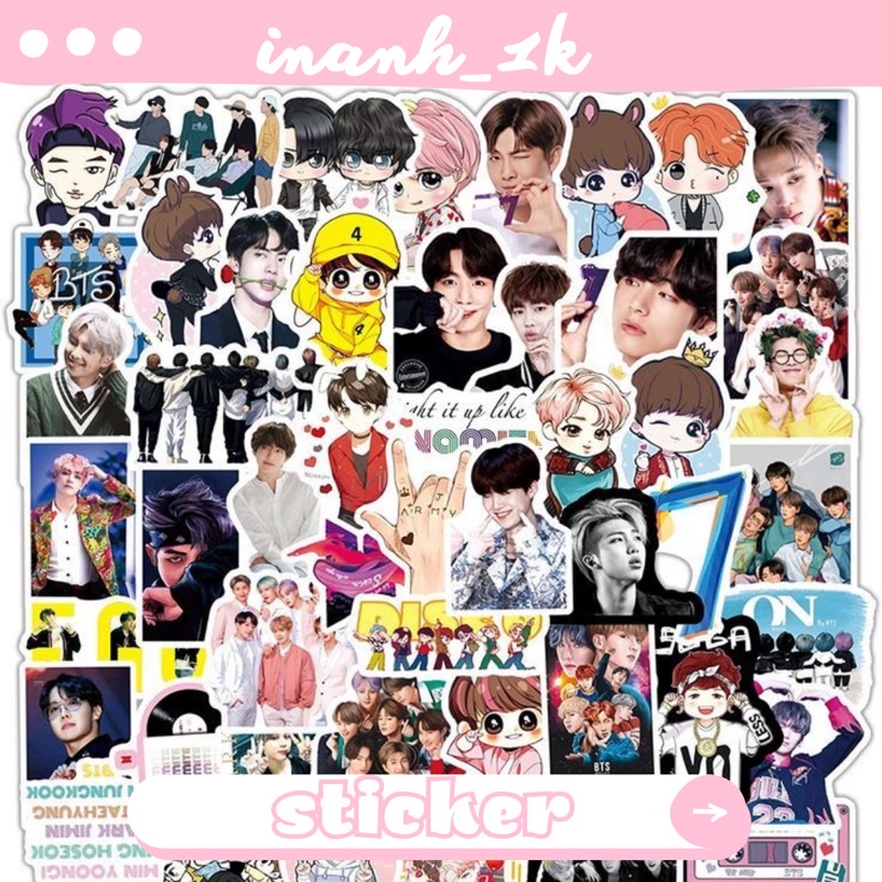 Set 100 sticker dán trang trí nhóm nhạc BTS
