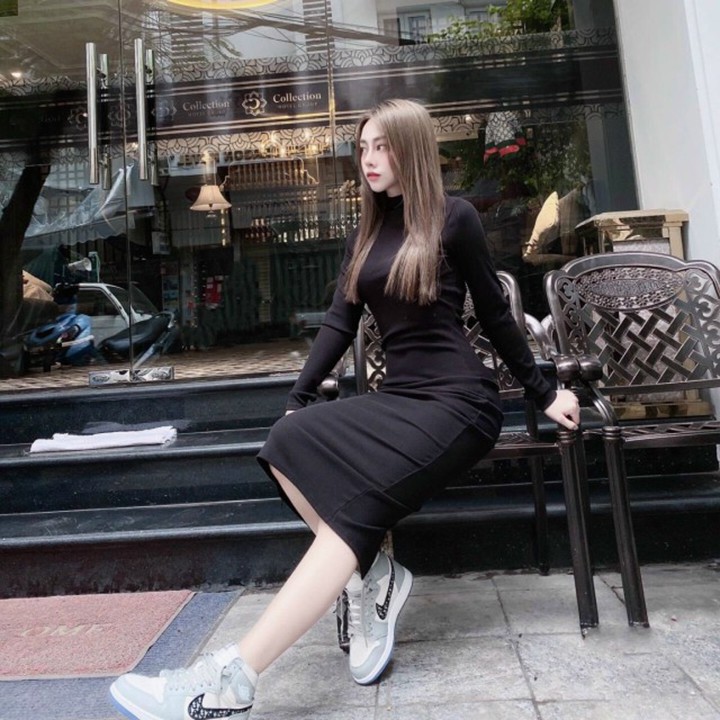 Đầm body ❄ FREESHIP ❄ Váy body tay dài cổ cao thời trang XIXO mã DAM0042