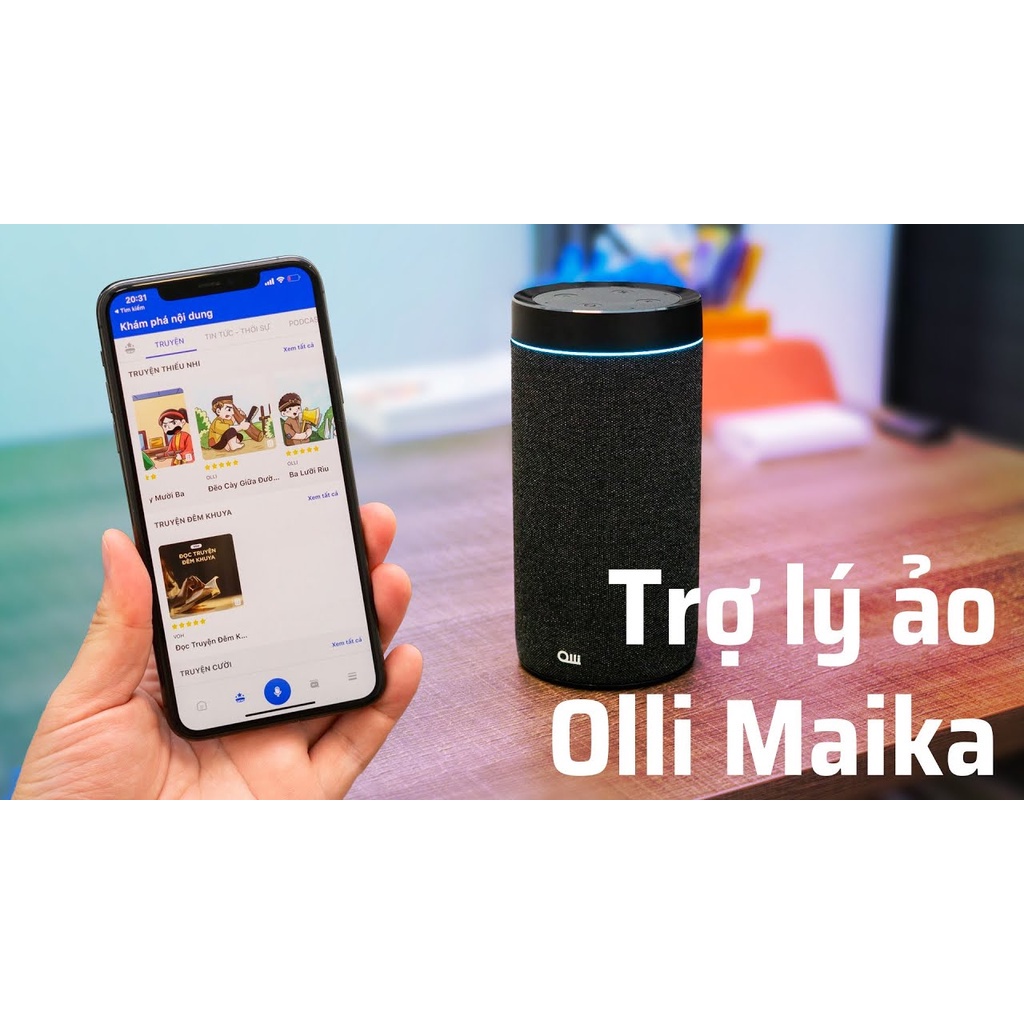 Loa Bluetooth - Loa thông minh OLLI Maika, Trợ lý ảo Tiếng Việt điều khiển bằng giọng nói - Hàng chính hãng - BH 1 năm