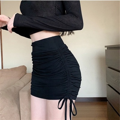 Chân váy nhún có dây rút chất vải cực kì dày dặn co giãn (có lót trong) Okella